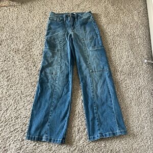 Celebrity Pink Mid-Rise Wide-Leg Jeans